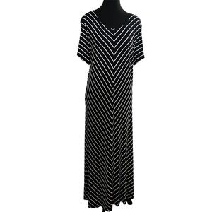 Charlie Paige Navy and White Striped Maxi Dress